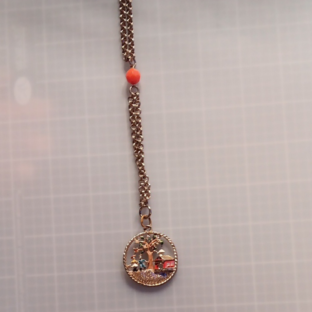 Elegant Gold Pendant Necklace with Orange Accent